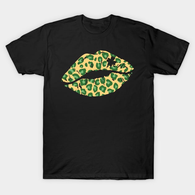 Leopard Lips St Patrick Day Lucky Leaf T-Shirt by Skinite